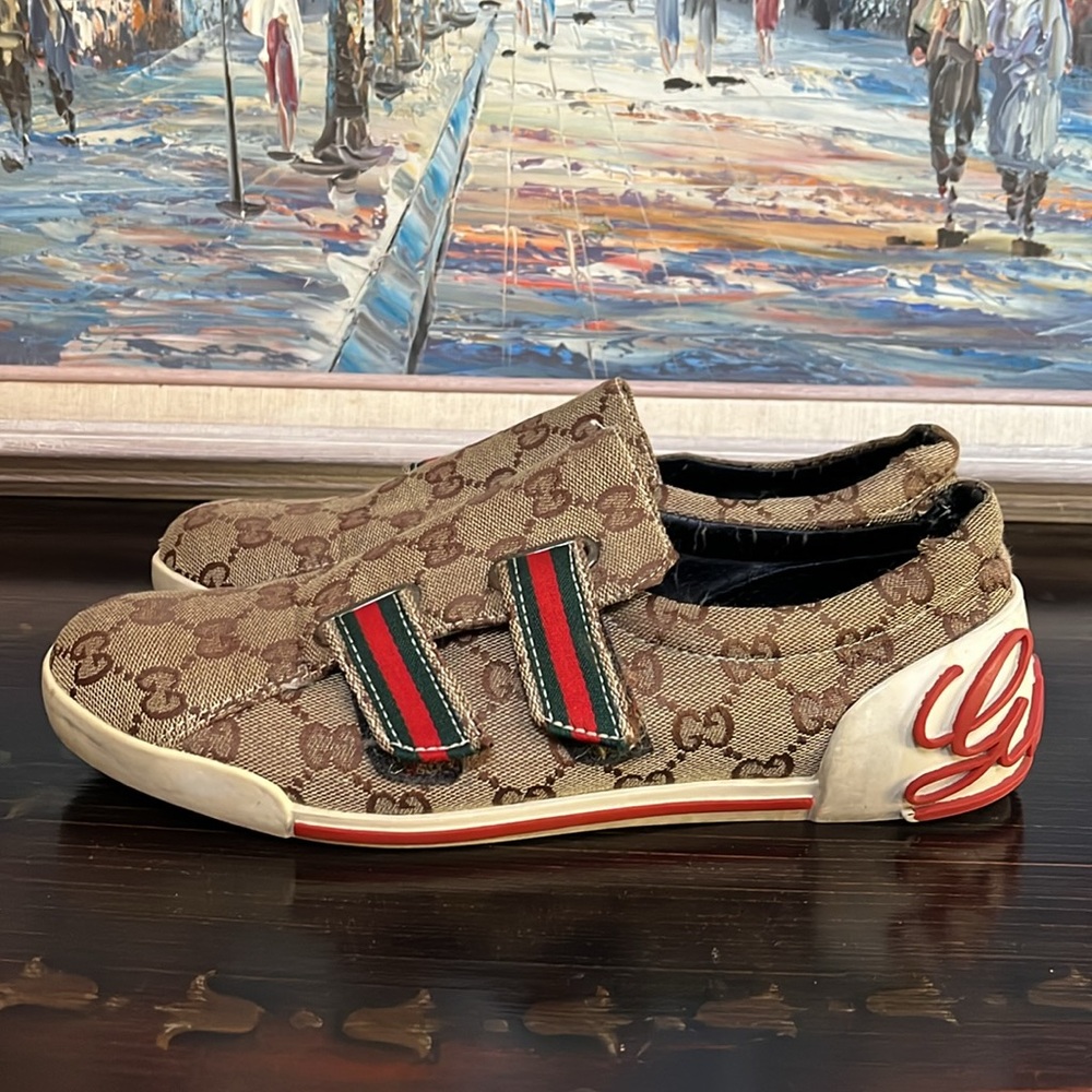 VTG Gucci Fashion GG Monogram Canvas Velcro Sneakers size 40 - Picture 4 of 16